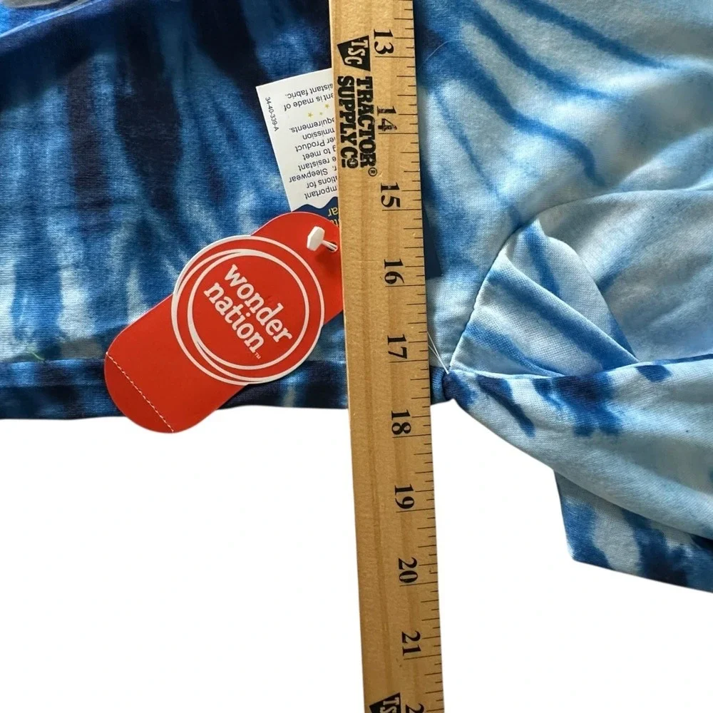 Wonder Nation Shark Pajama Top Kids XL 14-16 Blue Tie Dye New Glow in the Dark